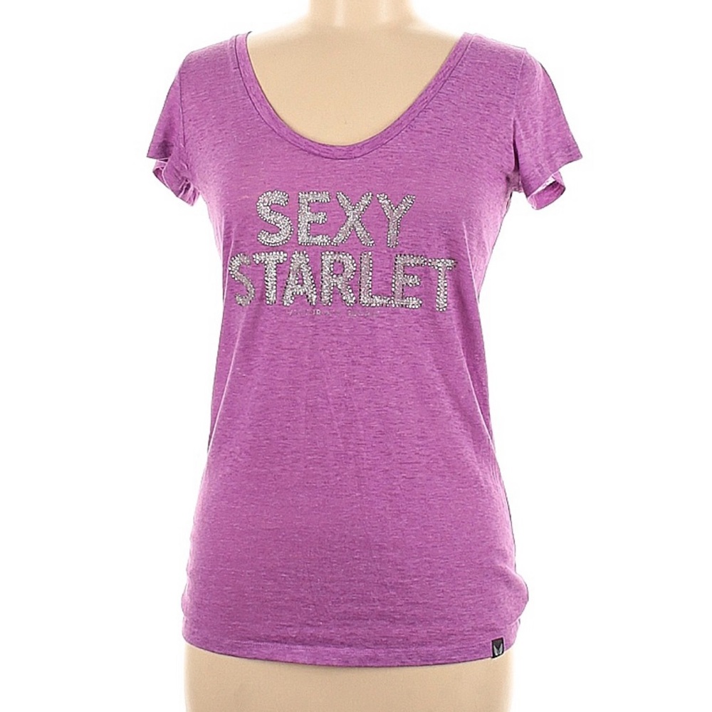Victoria’s Secret Purple Bling Sexy Starlet Supermodel Essentials T Tee Tshirt M